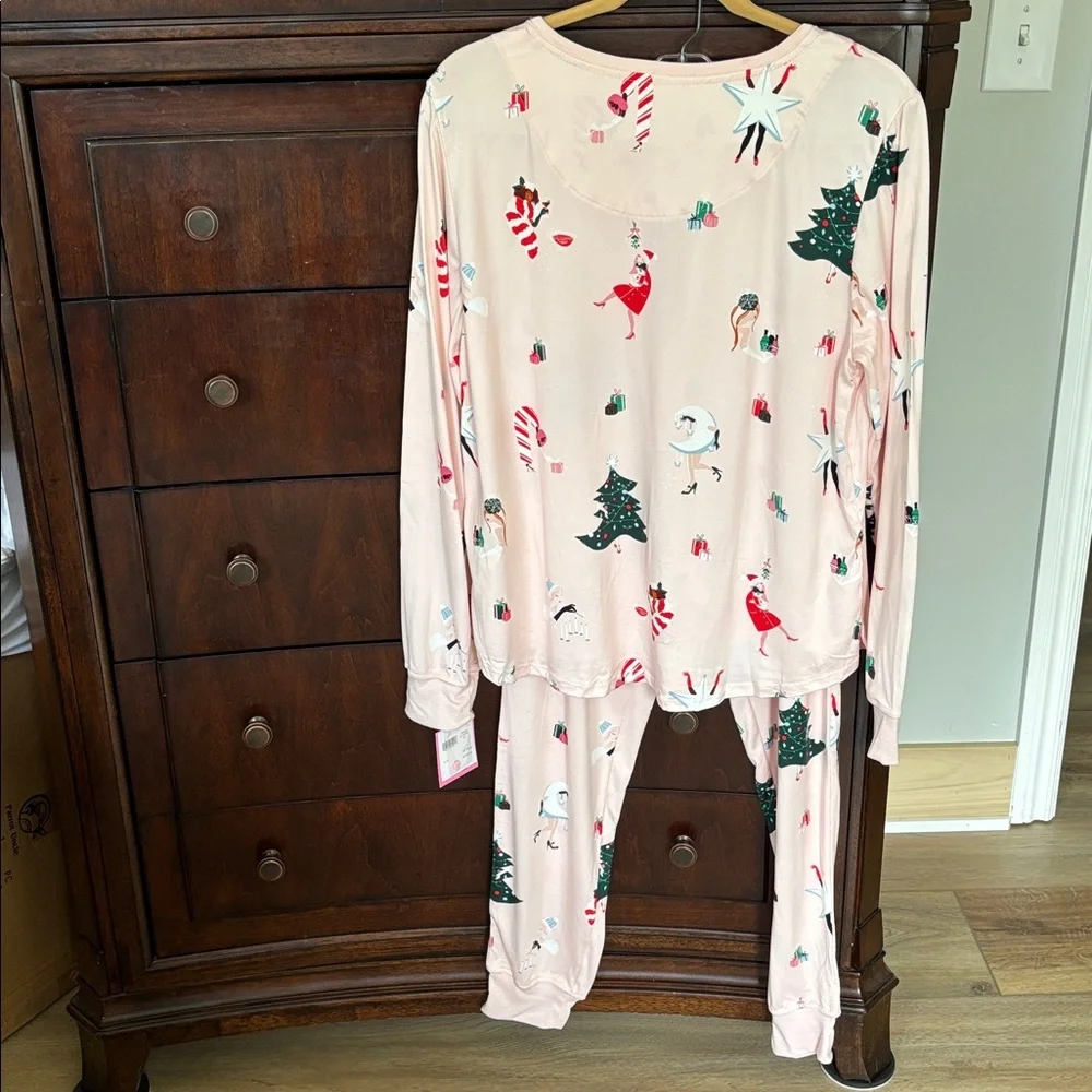 NWT Kate Spade Brushed Jersey Jogger PJ Set Size L Luxurious Lounge Whimsical